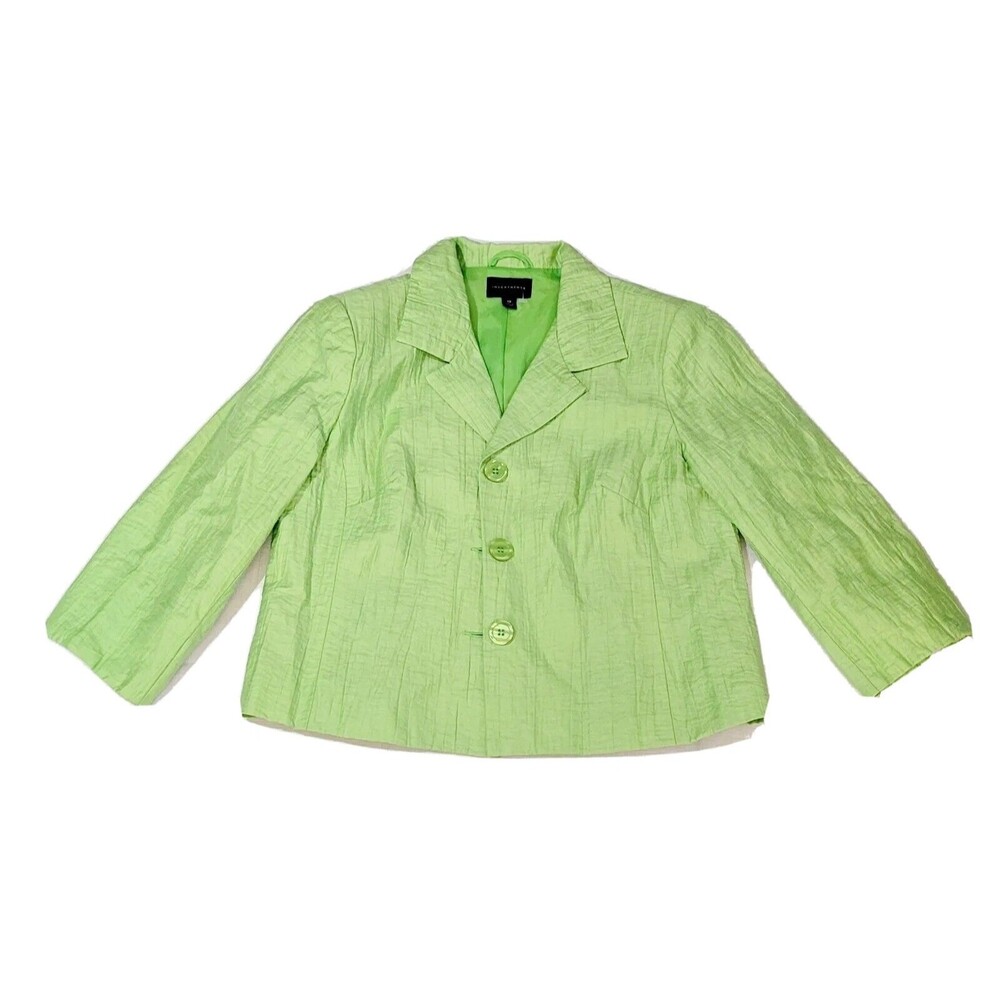 INVESTMENTS Women Blazer Light Green Open Front 3/4 Sleeve Coat Jacket Size 12